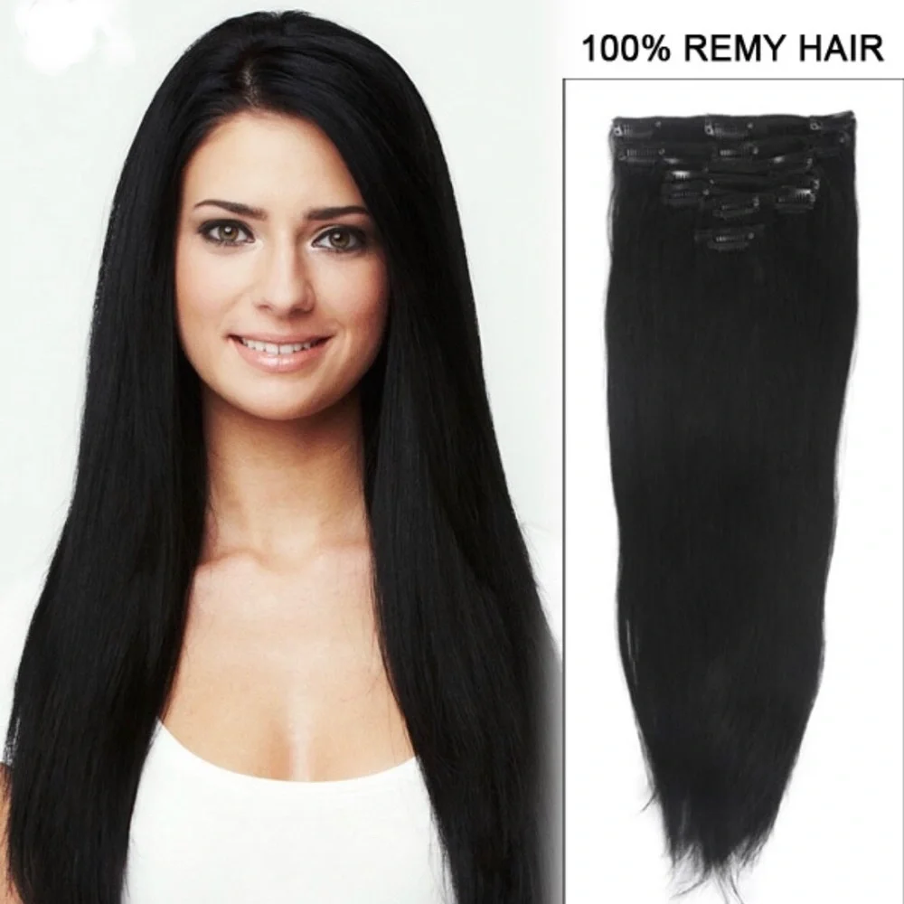 18Clipin human Hair extensions #Remy 9 pcs #Clipin